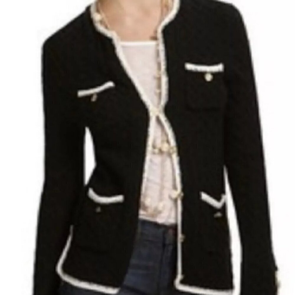 Trina Turk 100% (soft) wool  Vermouth Black with Gold button Caridgan M
